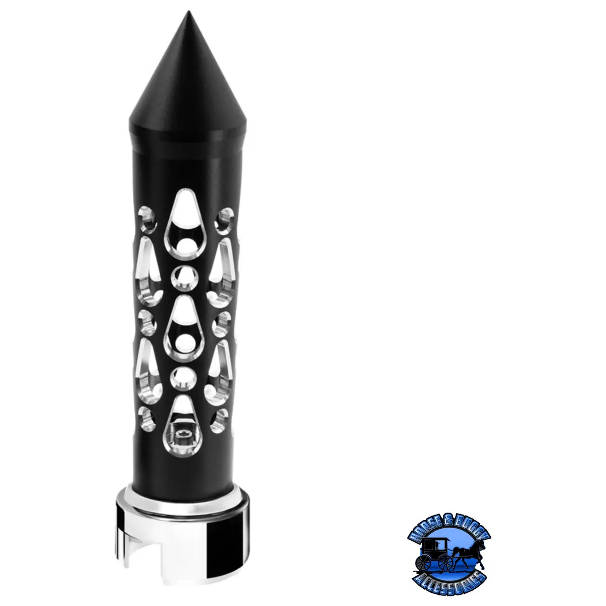 Thread-On Brooklyn Style Spike Gearshift Knob With 13/15/18 Speed Adapter - Matte Black/Vertical #71200 1