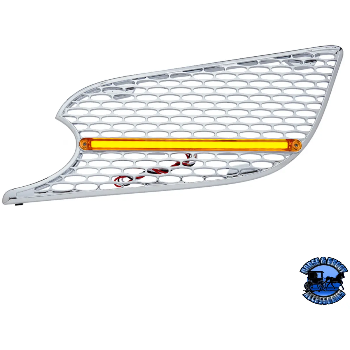 Chrome Air Intake Grille With Led Glolight For 2012-2021 Peterbilt 579 (Choose Lens Color) (Choose Side) 1