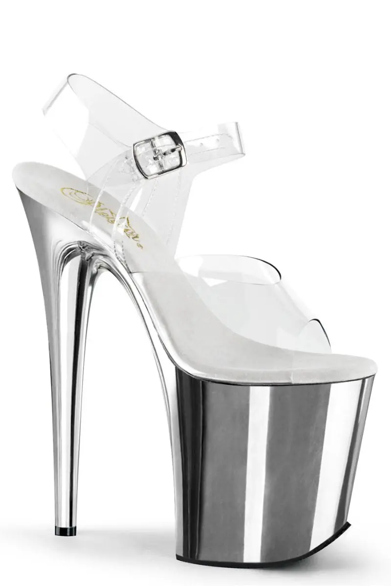 Pleaser Usa Flamingo-808 8Inch Stilettos - Silver Chrome 3