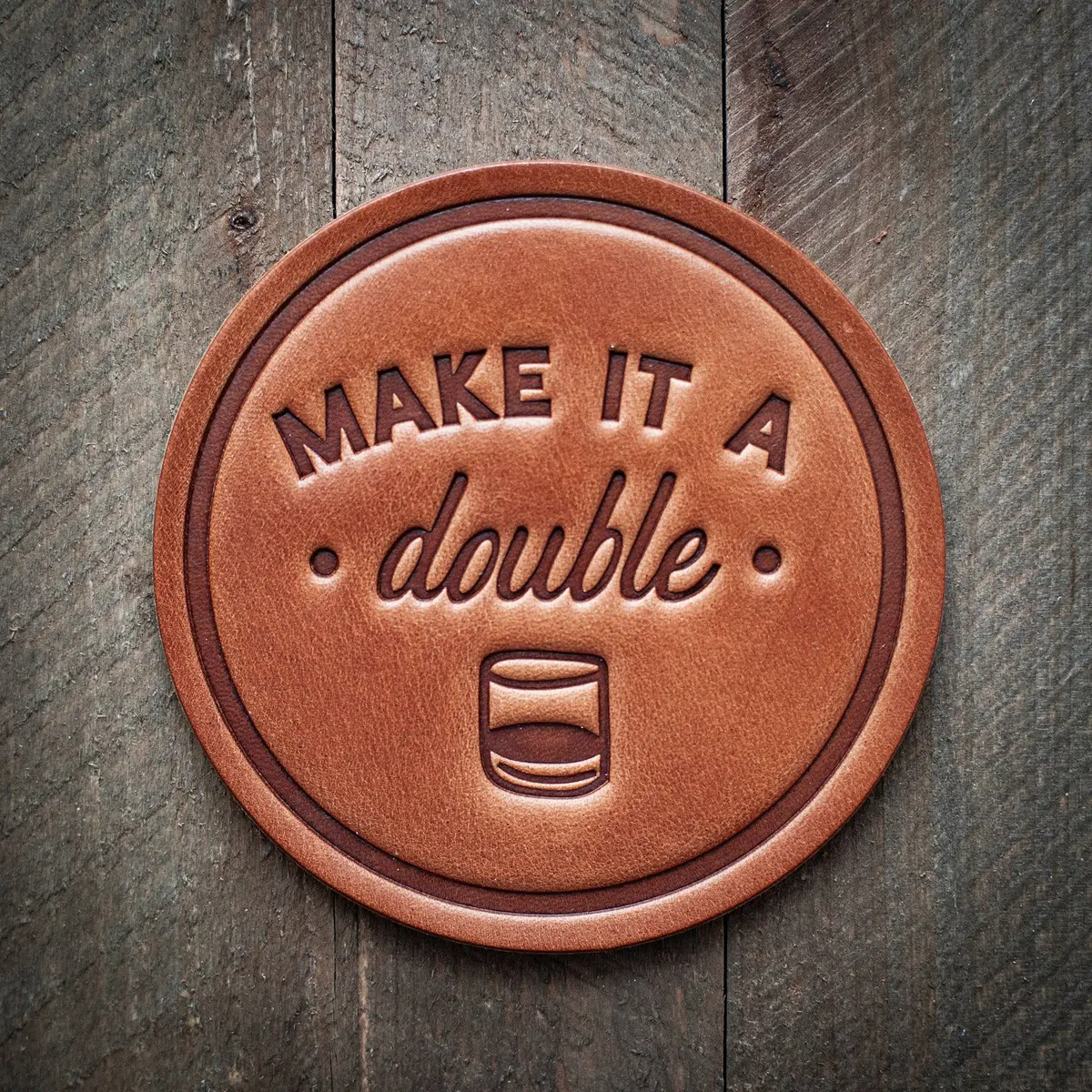 Make It A Double Leather Coaster 1
