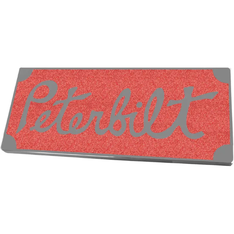 Peterbilt Old Style Rectangular Emblem Metallic Red 481 1