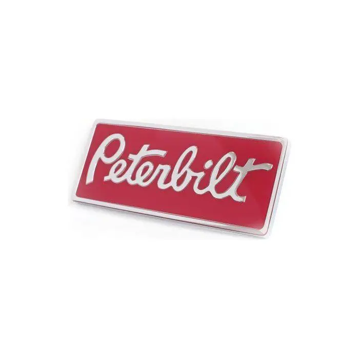 Ck-Empr-Cr Peterbilt Rectangular Emblem Chrome/Red-460 1