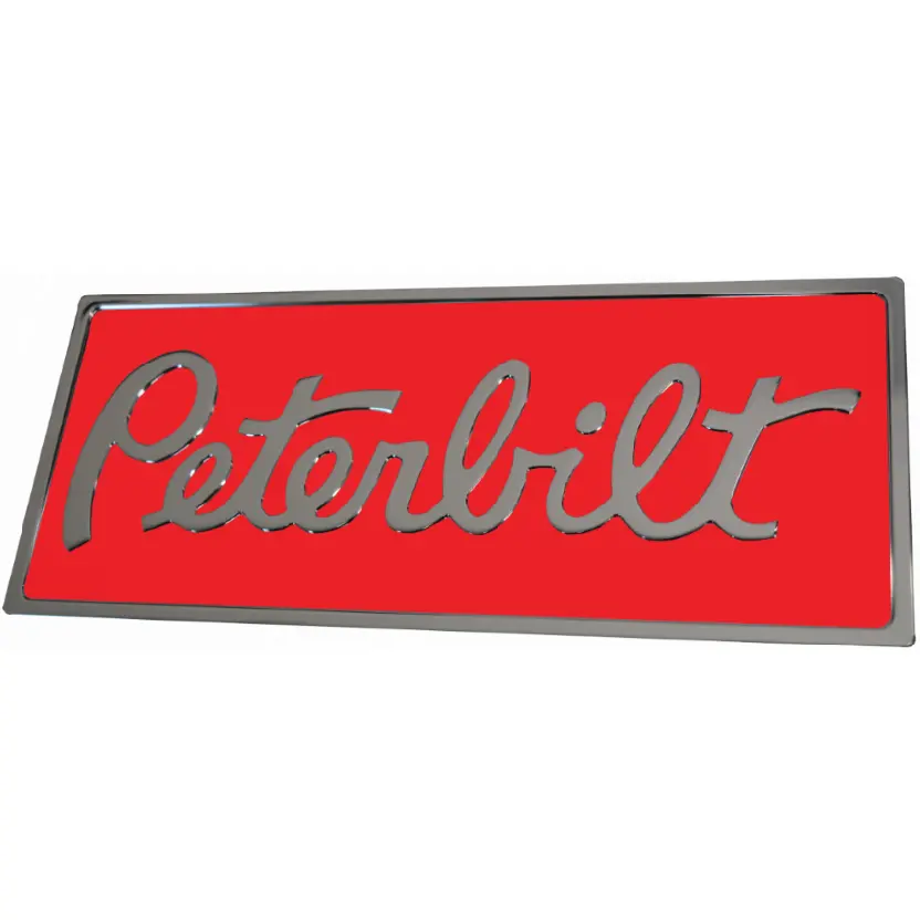 Ck-Eempr-6340 Peterbilt Rectangular Engraved Emblem - Red/Chrome 440 1