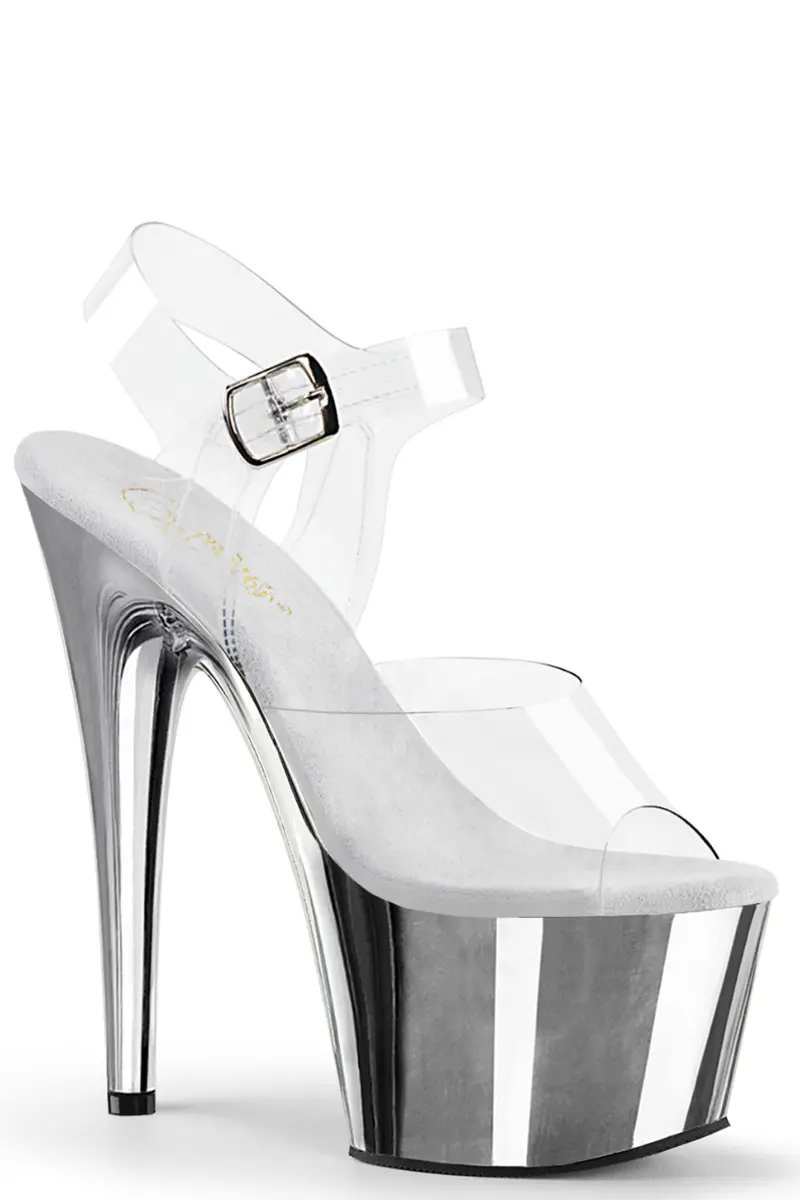 Pleaser Usa Adore-708 7Inch Stilettos - Silver Chrome 1