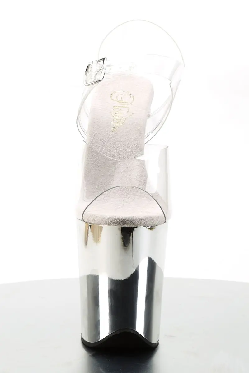 Pleaser Usa Flamingo-808 8Inch Stilettos - Silver Chrome 4