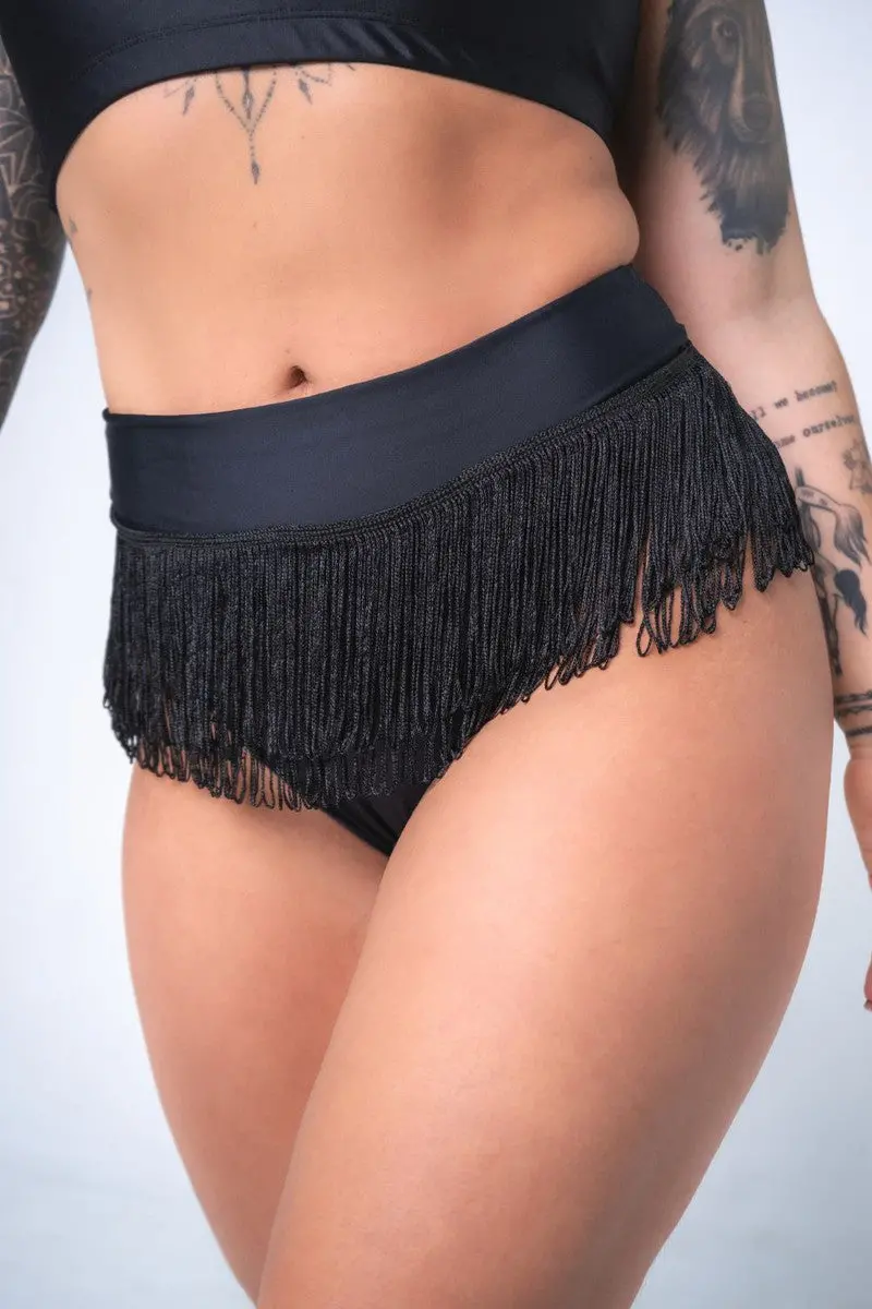 Sorte Obsessed Fringe Shorts - Black 1
