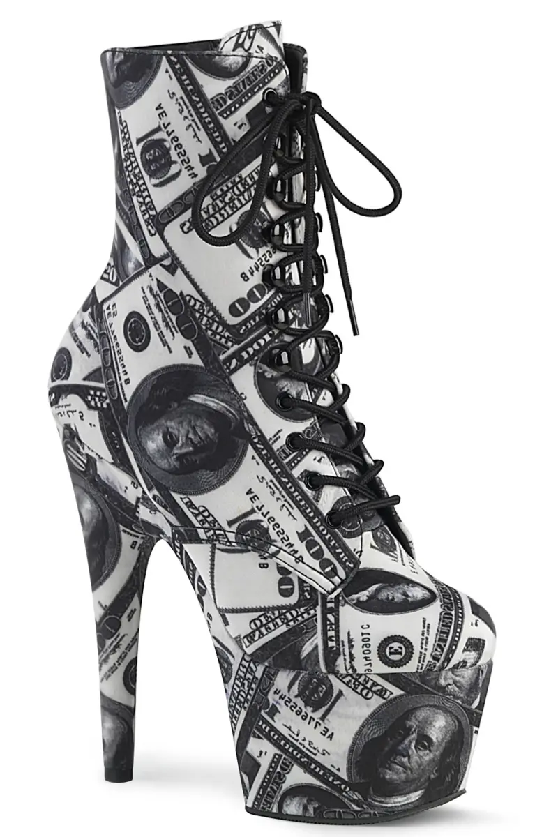Pleaser Usa Adore-1020Dp 7Inch Boots - Money Print 1
