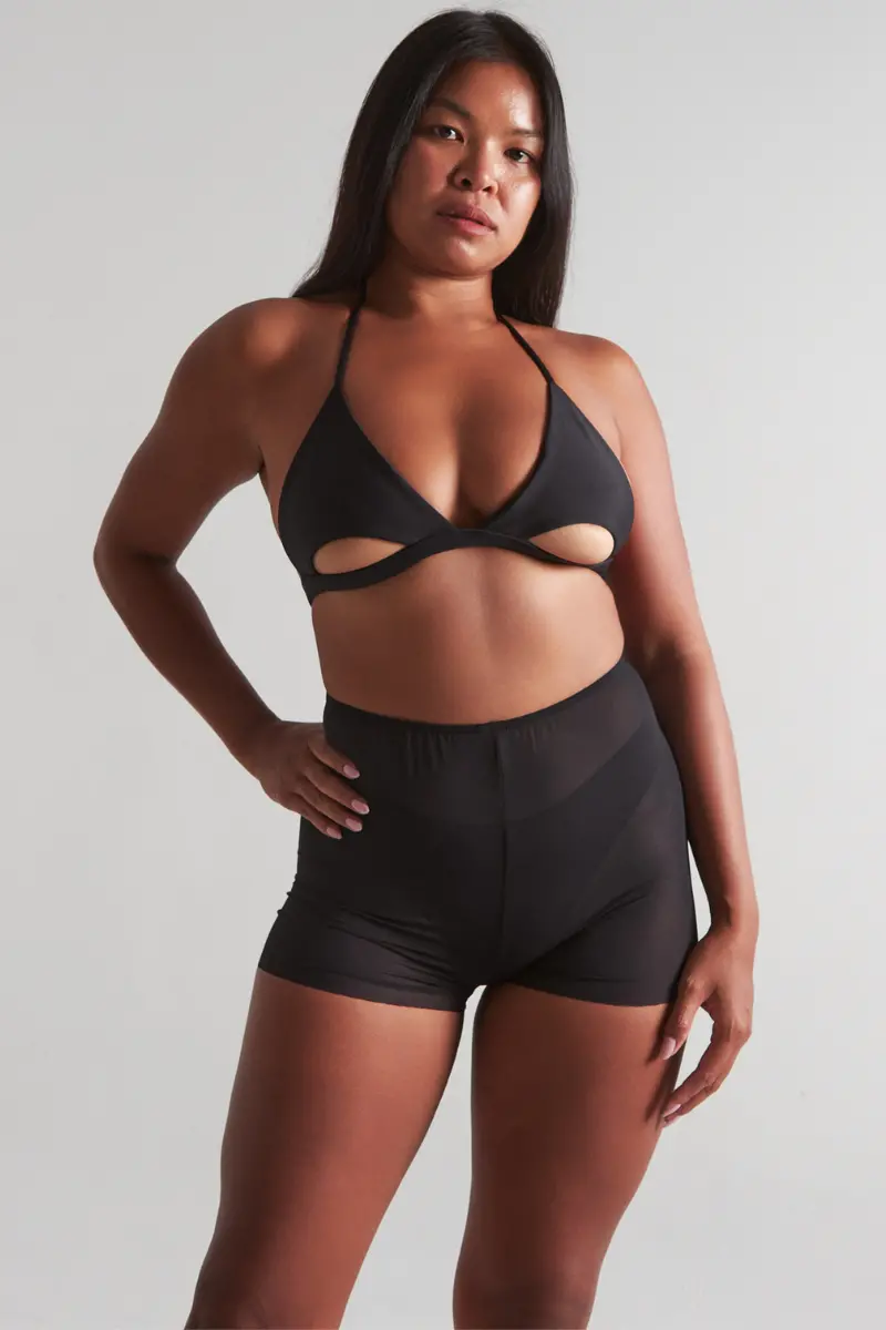 Harna Moire Shorts - Black Mesh 1