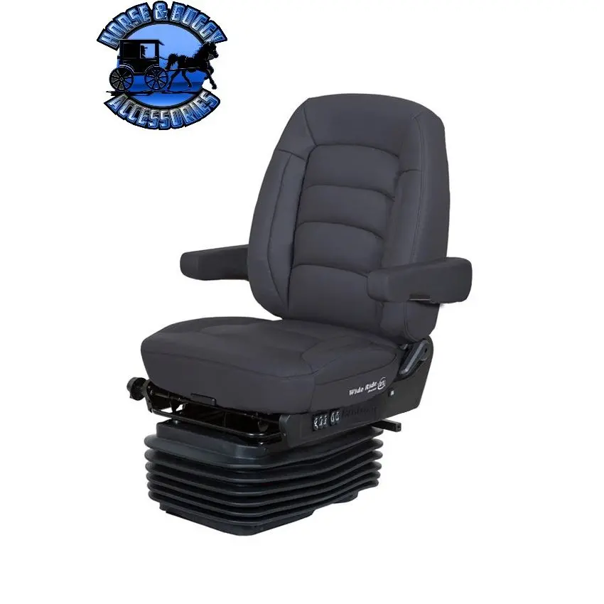 5110001-900  Bostrom Semi-Truck Seat - Wide Ride Ii Plus Serta Low Base Mid-Back W/ Armrests - Black Ultra-Leather 1