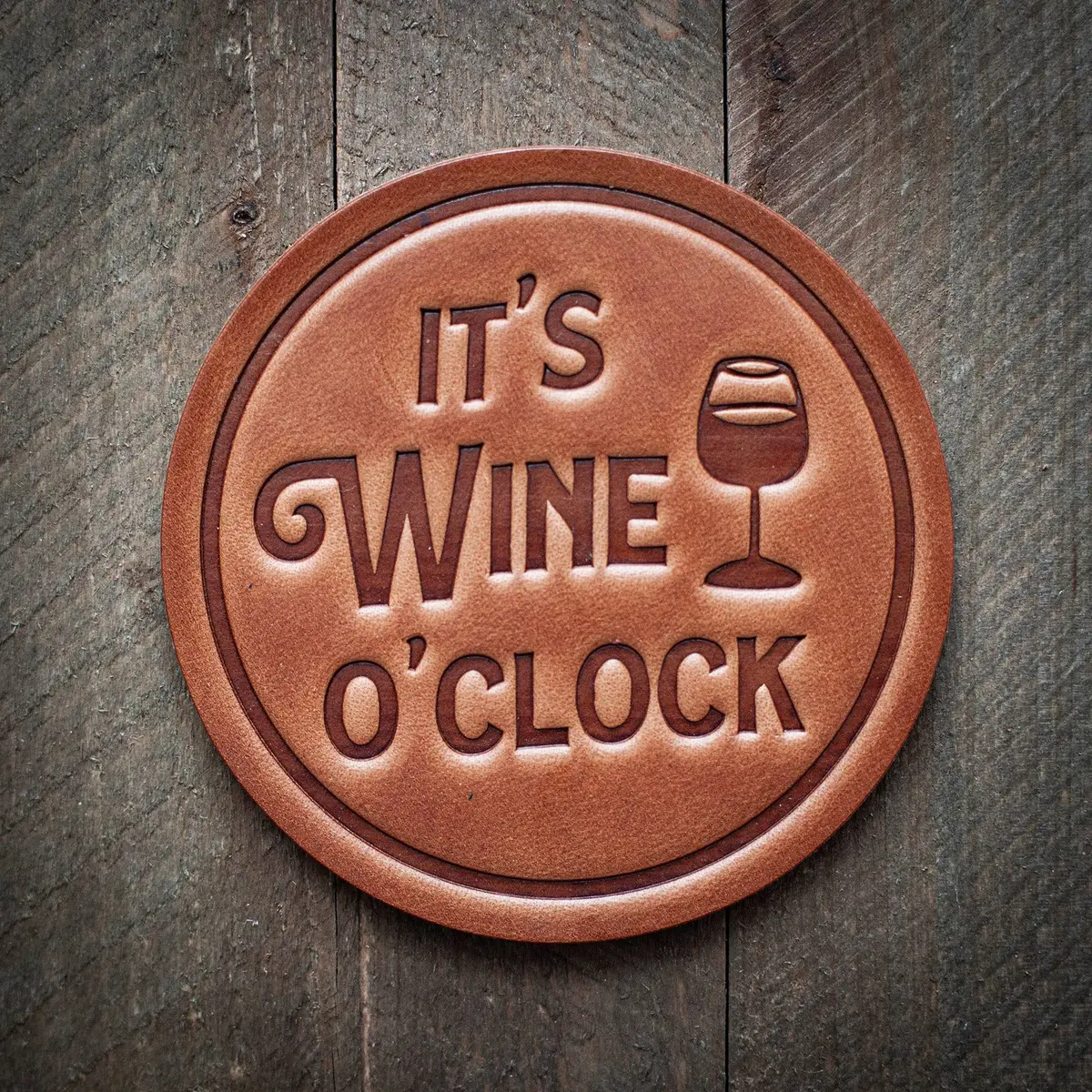 It's Wine O'clock Leather Coaster 1