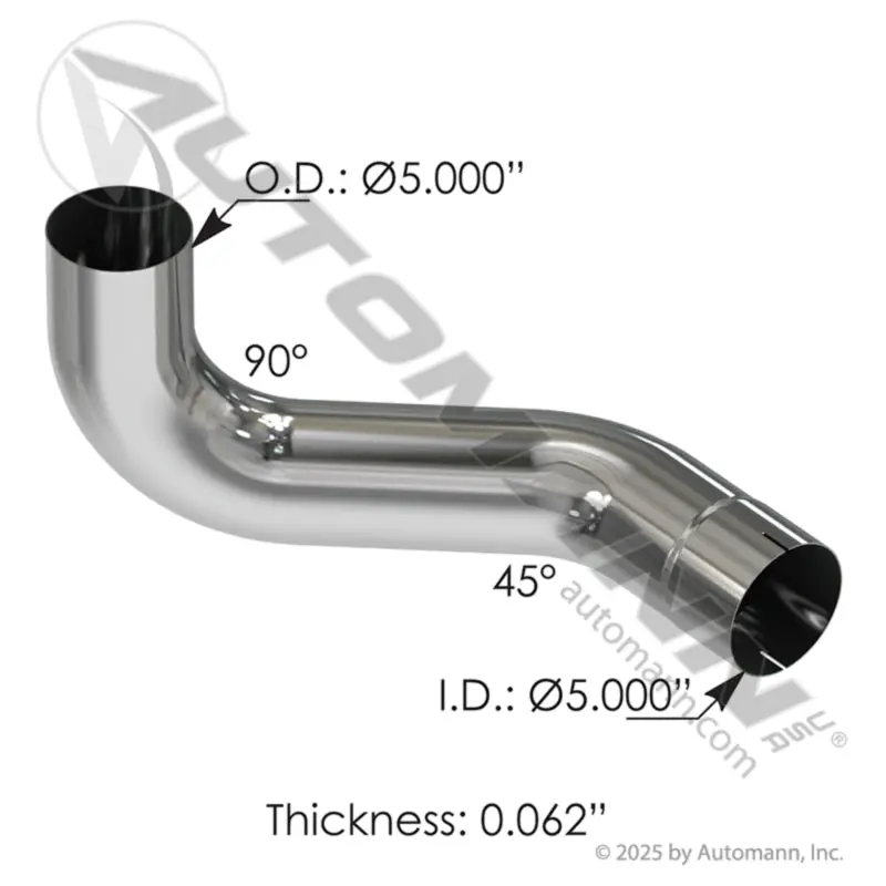 567-U45914764rc  5"  Exhaust Elbow Chrome Rh Kenworth 1