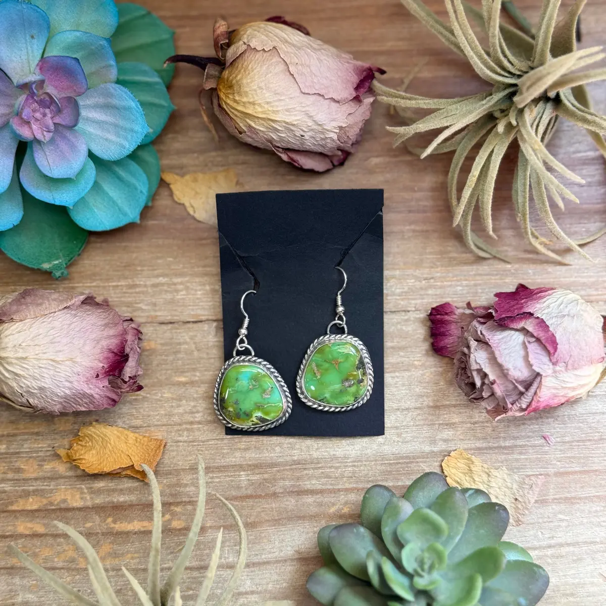 Sterling Silver Sonoran Turquoise Dangle Earrings – Handmade By Artist Jason Ogg 1