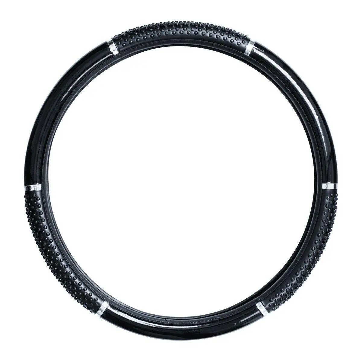 54043 18" Steering Wheel Cover Gloss Black W/Black Hand Grips Universal Truck 54043 1