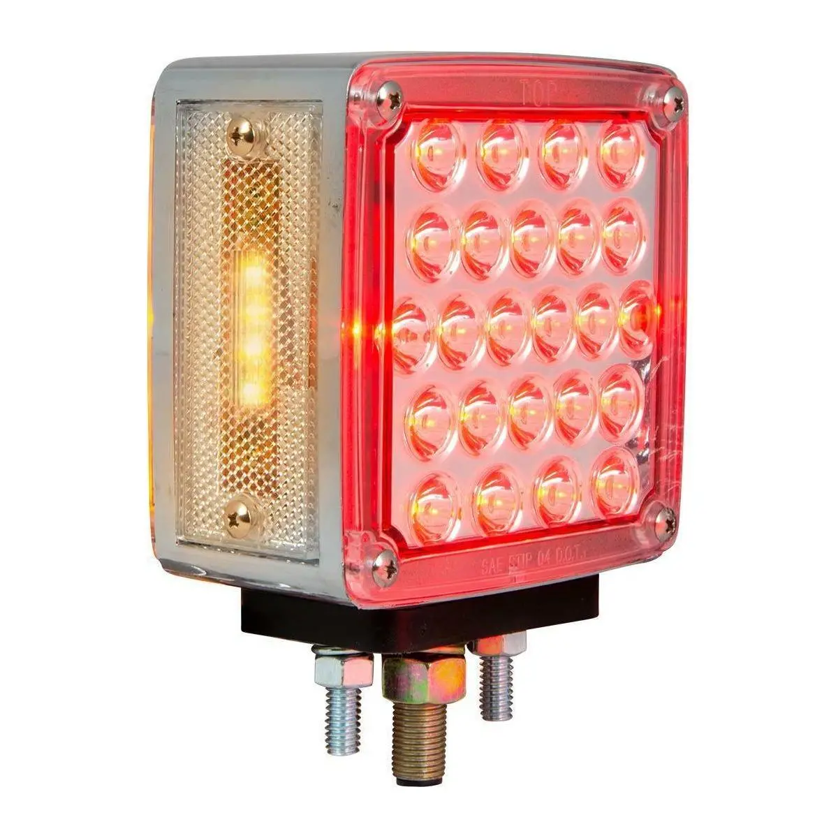 #77625 Square Double Face Pearl Led Pedestal Light Red/Amber W/Clear Lens (Passenger) 1