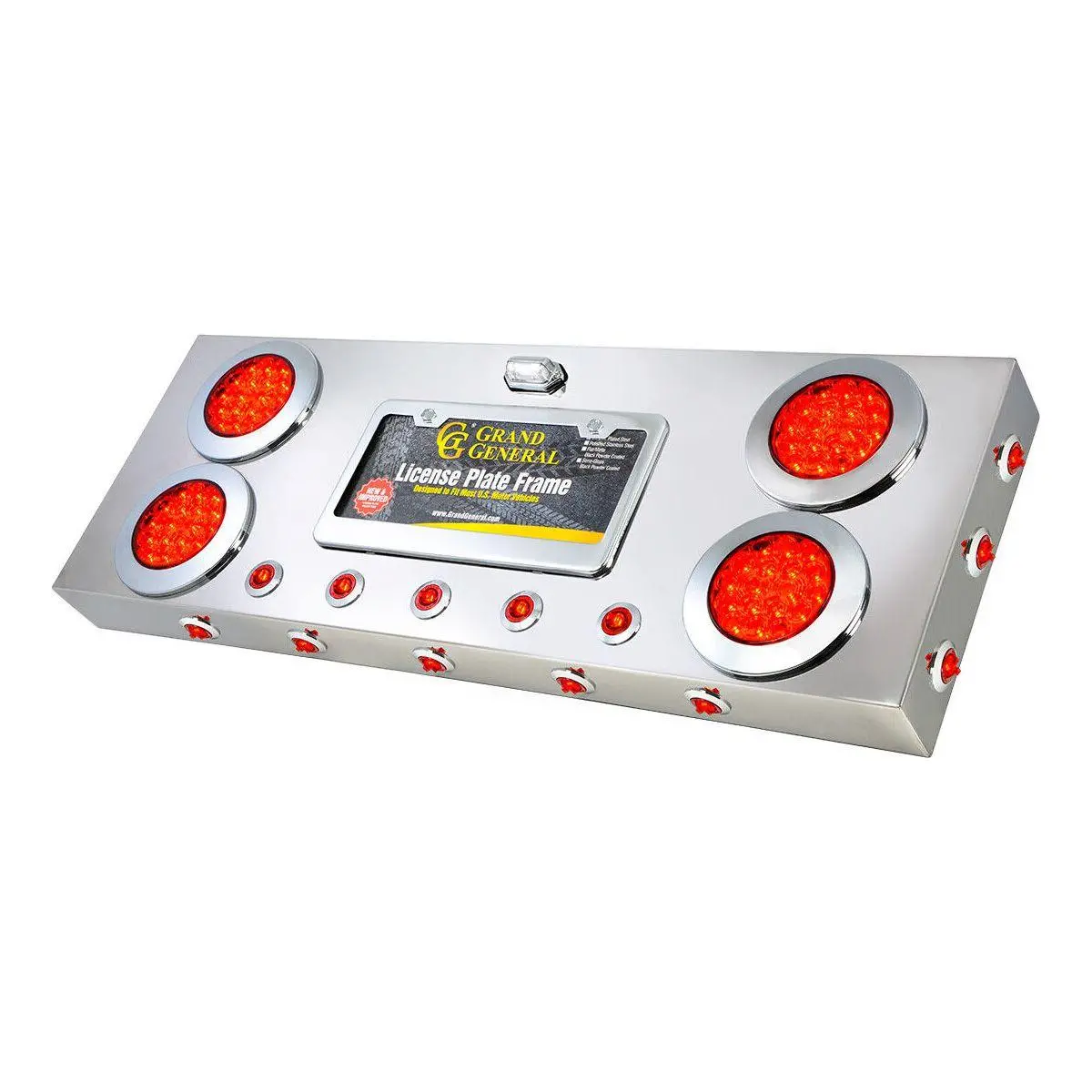 91302 Red/Red Lens Stainless Steel Rear Center Light Panel W/Dual Function Leds 91302 1