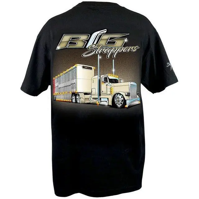 Miller Time Big Strappers Peterbilt Bullhauler Mens T-Shirt Truck Semi Apparel 1