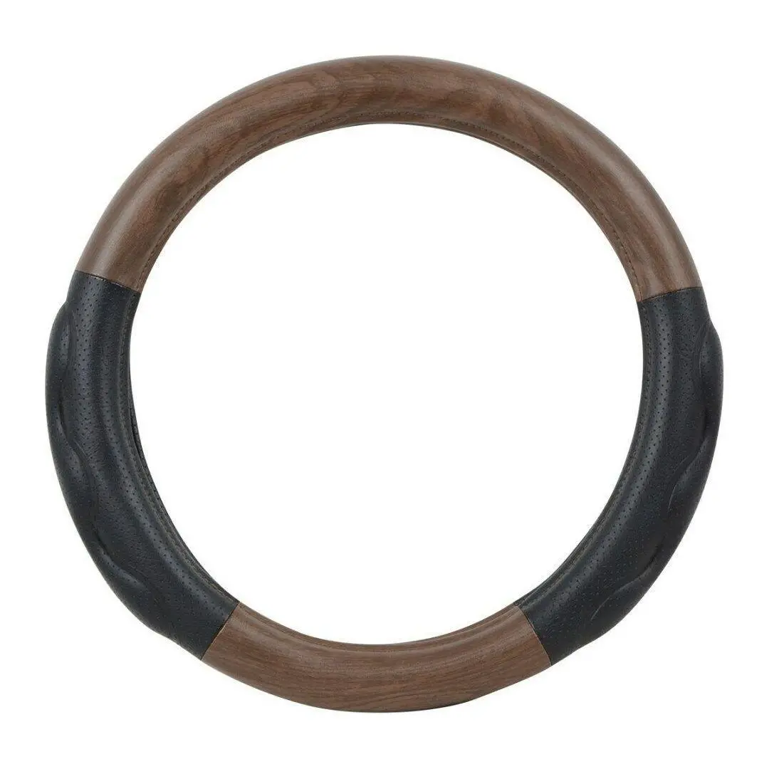 54057 Truck Universal Steering Wheel Cover 18" Inch Matte Dark Wood Black New 54057 1