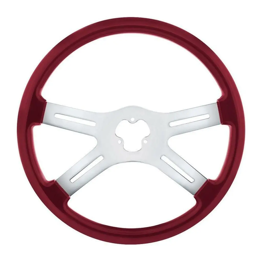 Universal 18" Vibrant Color 4 Spoke Truck Steering Wheel Candy Red #88280 1