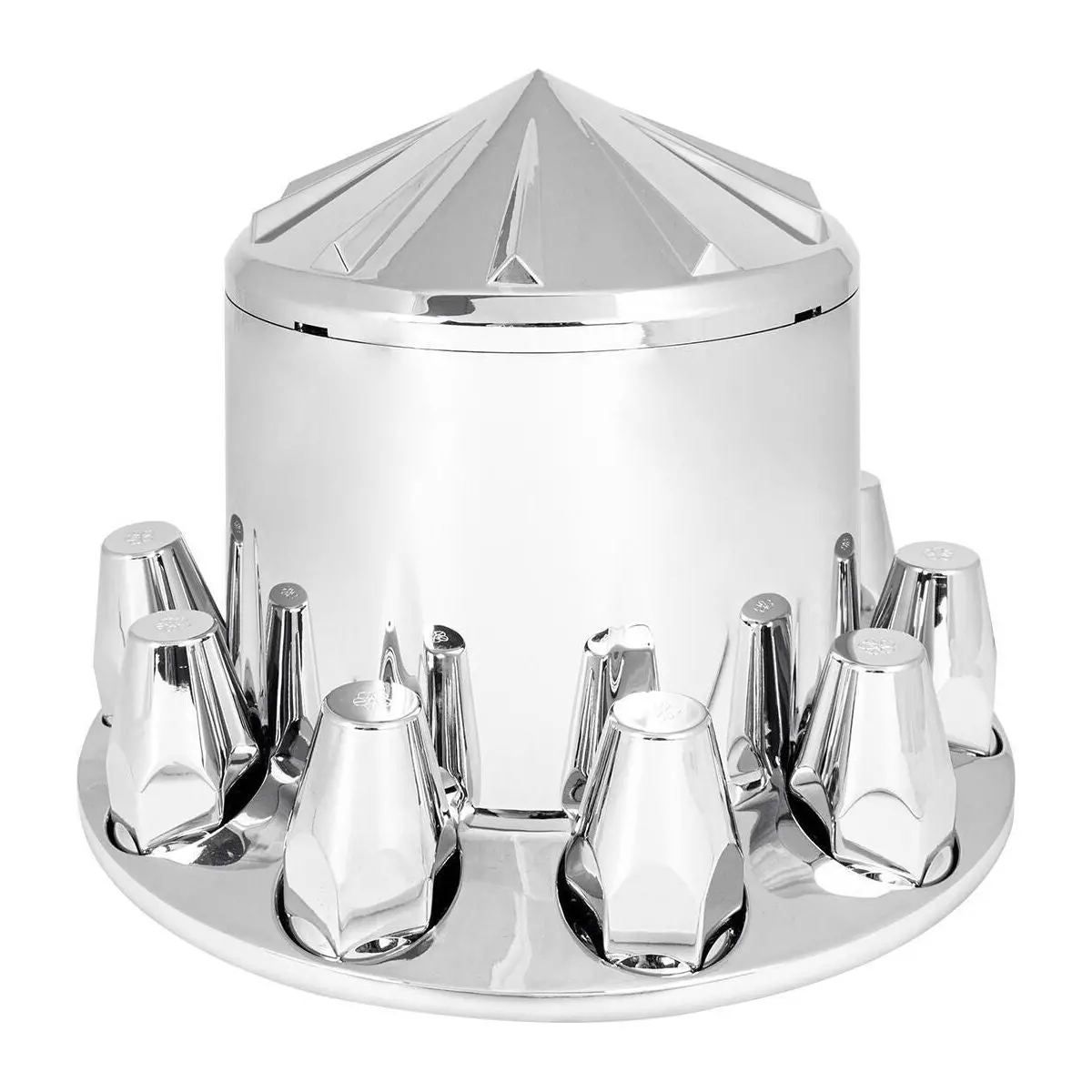 40215 Spoke Chrome Abs Rear Axle Cover Set W/Locking Tabs & Standard Hub Cap New 40215 1