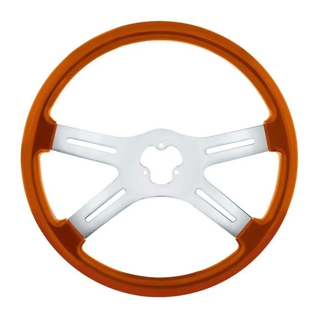 Universal 18" Vibrant Color 4 Spoke Truck Steering Wheel Cadmium Orange #88279 1