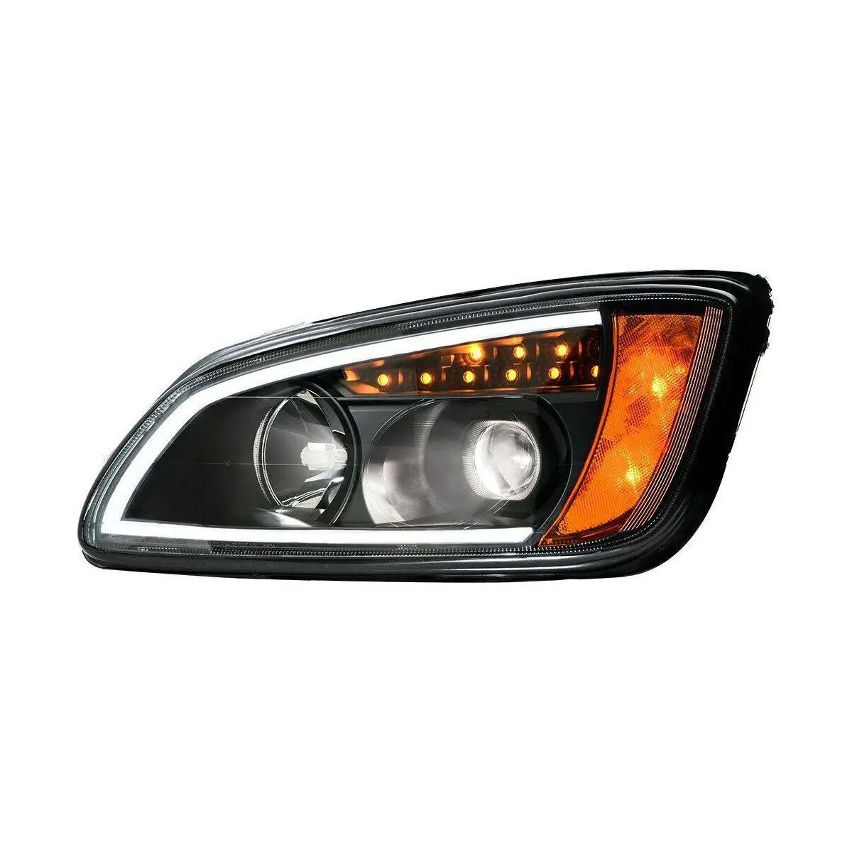 Kenworth T660 Headlights Pair Led Bar Projector Black Oe# P541059100 2008-2016 89442 -89443 1