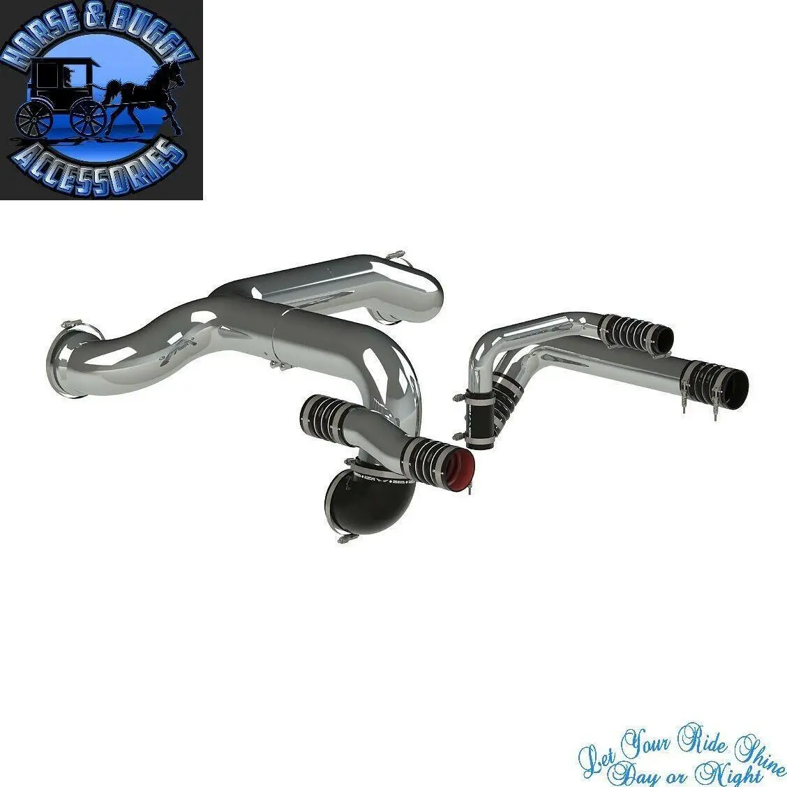 Aik-389G-C15 Peterbilt 389 Glider C15 Cat Chrome Air Intake Kit 1