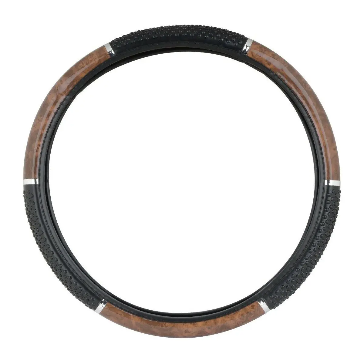 54040 18" Steering Wheel Cover Light Wood W/Black Hand Grips Universal Truck New 54040 1