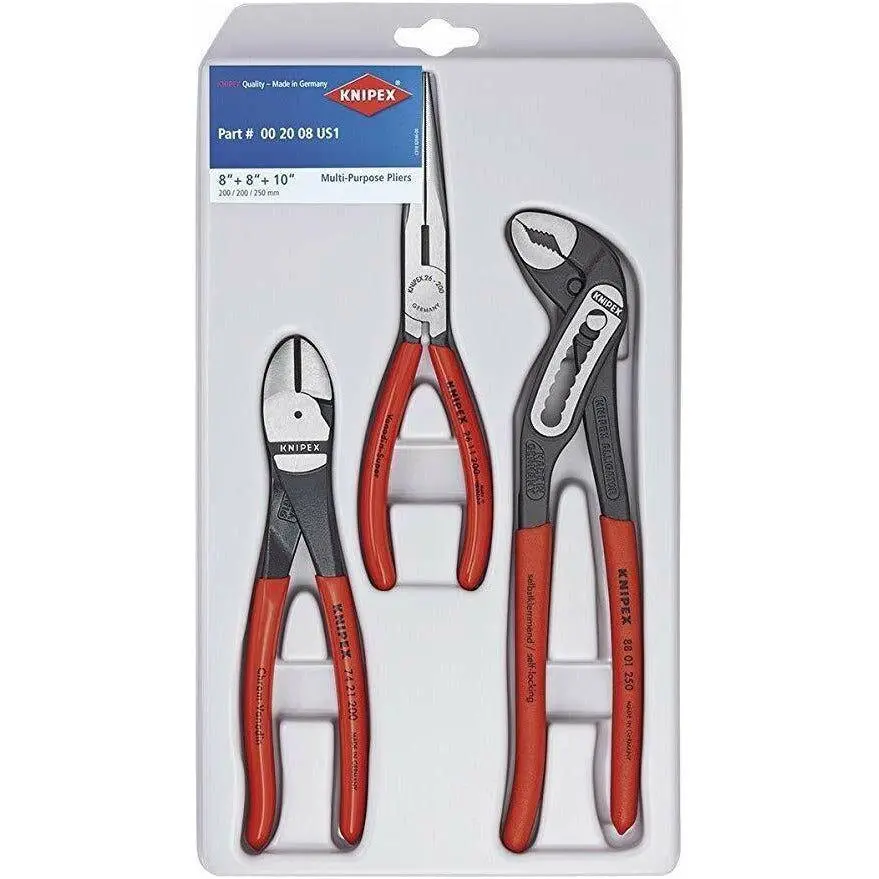 Knipex 00 20 08 Us1 3 Piece Kraft 1 Pliers Set German Made Cutters Needlenose 1