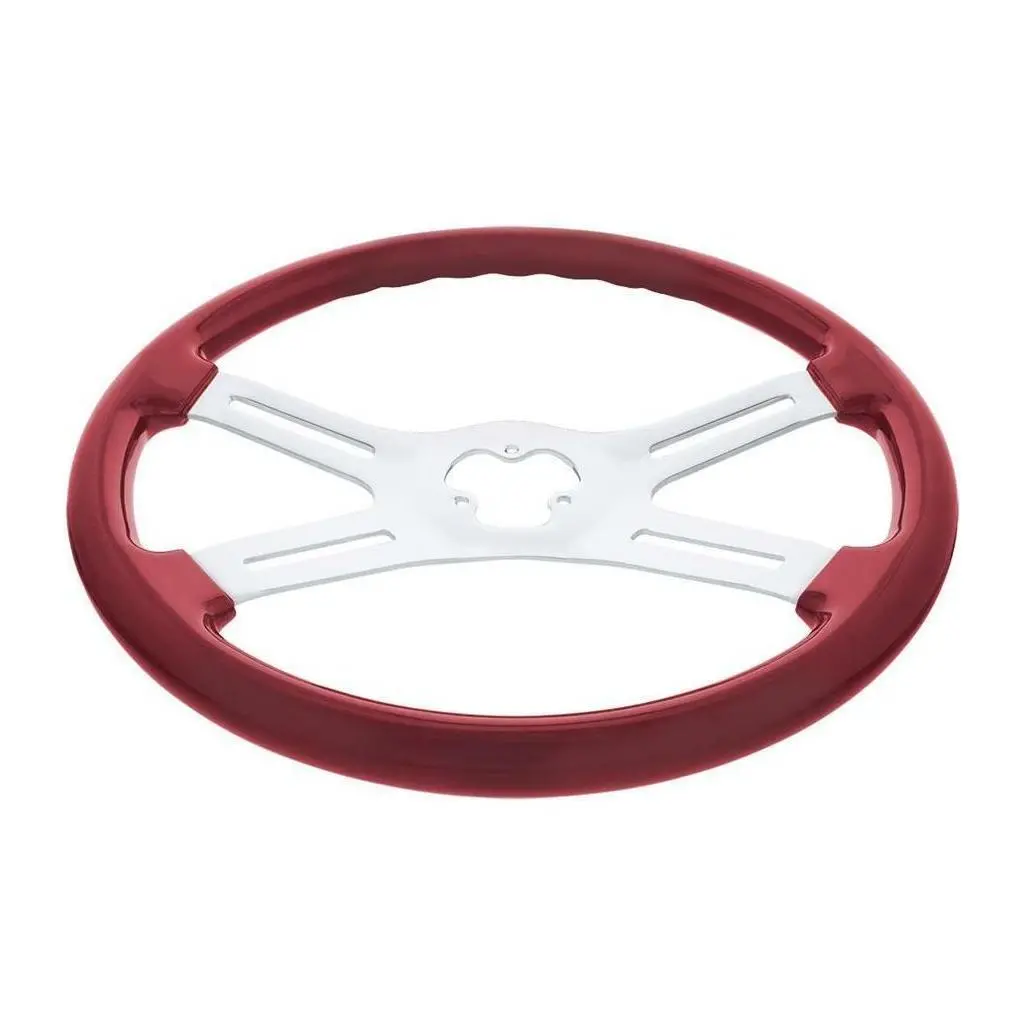 Universal 18" Vibrant Color 4 Spoke Truck Steering Wheel Candy Red #88280 2