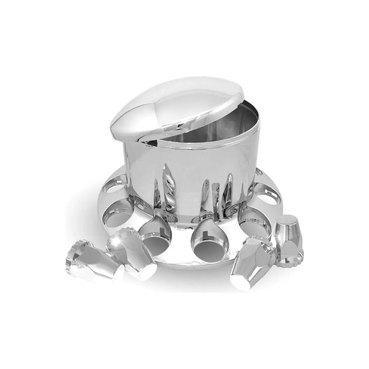 Thub-Rp33 Rear Axle Cover Kit With Removable Hubcap & 33Mm Threaded Nut Covers – Dome Hubcap | Chrome Abs Plastic 1