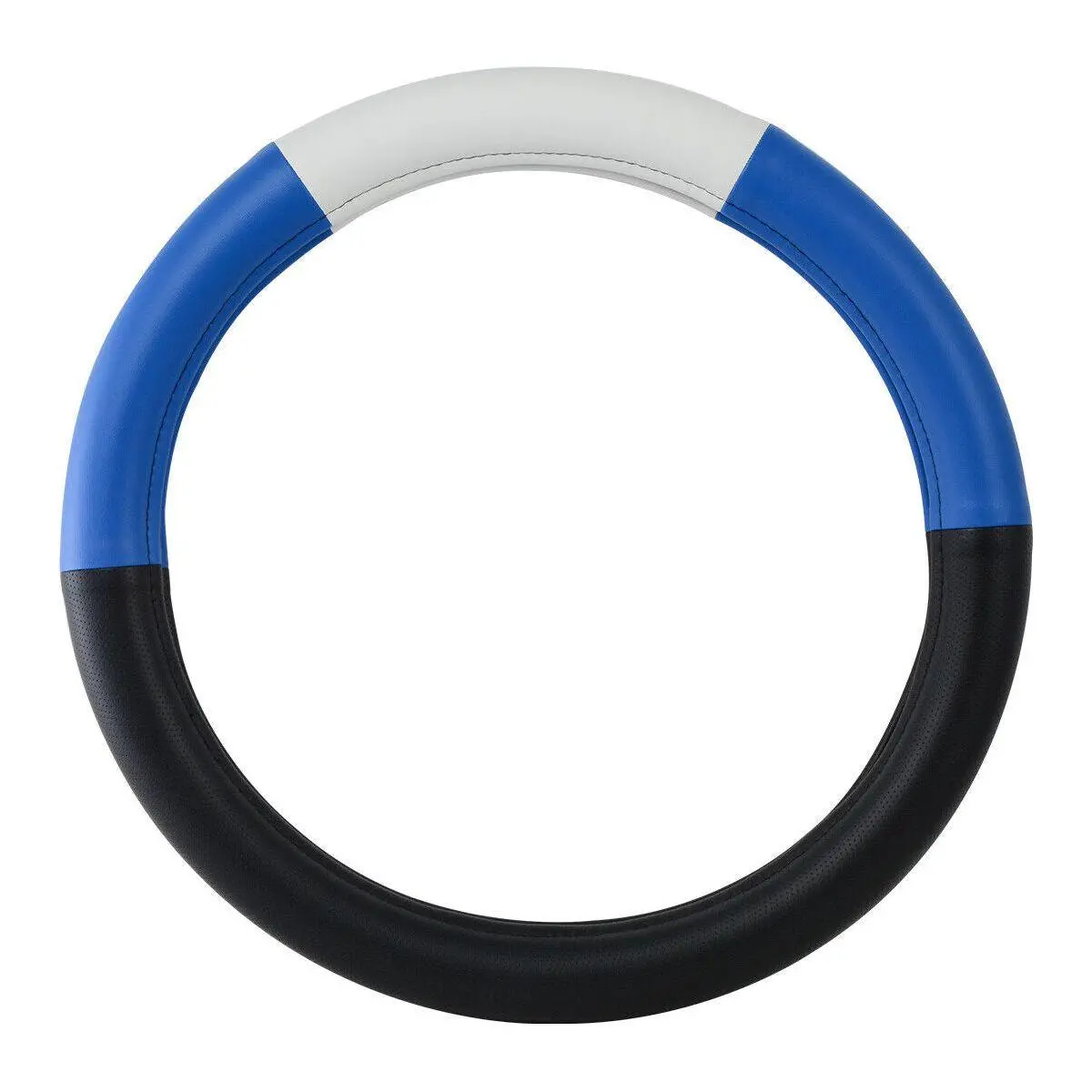 54039 Universal Steering Wheel Cover 18" Half Black W/Blue/White/Blue #54039 1