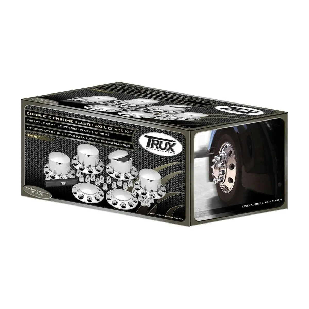 Thub-C1 Complete Axle Cover Kit With Removable Hubcaps & 33Mm Threaded Nut Covers – Dome Hubcaps | Chrome Abs Plastic 1