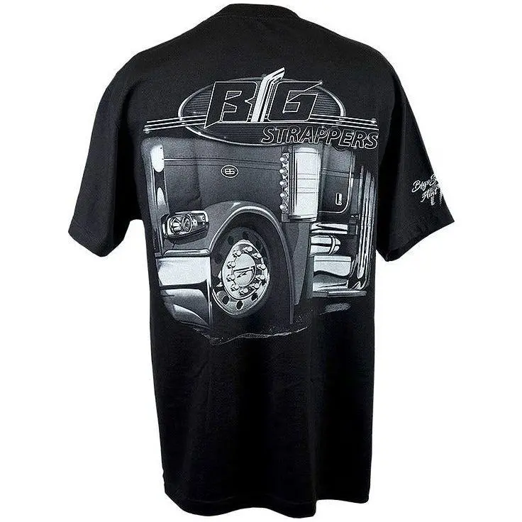 Big Strappers Peterbilt Pride N First Class T-Shirt Black Gray Mens Short Sleeve 1