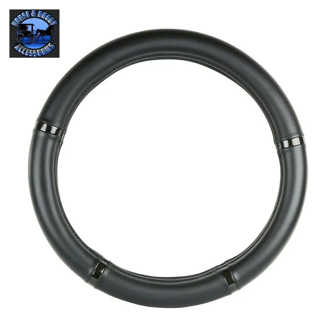 54036 Truck Universal Steering Wheel Cover 18" Deluxe Black Carbon Fiber Trim 54036 1