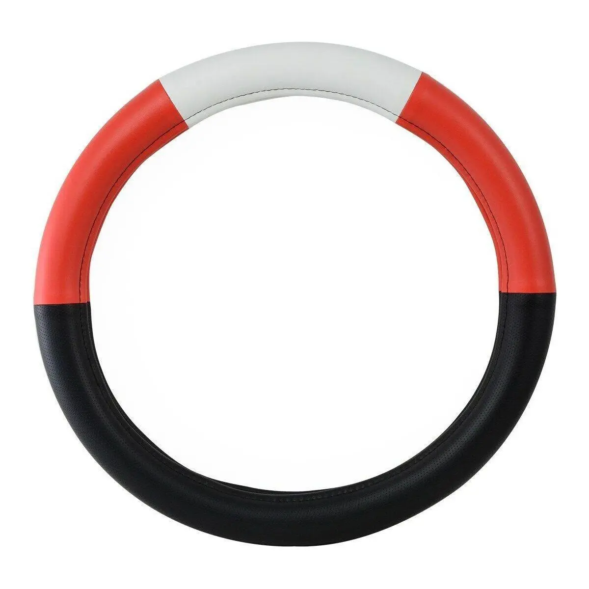 54038 Universal Steering Wheel Cover 18" Half Black W/Red/White/Red #54038 1