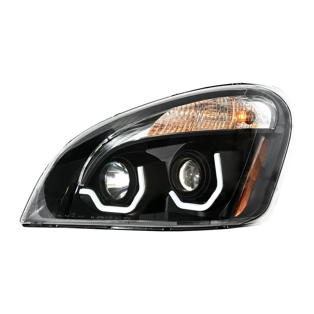 89402 - 89403 Pair Freightliner Cascadia Blacked Projector Headlight W/White Led Running Light 1