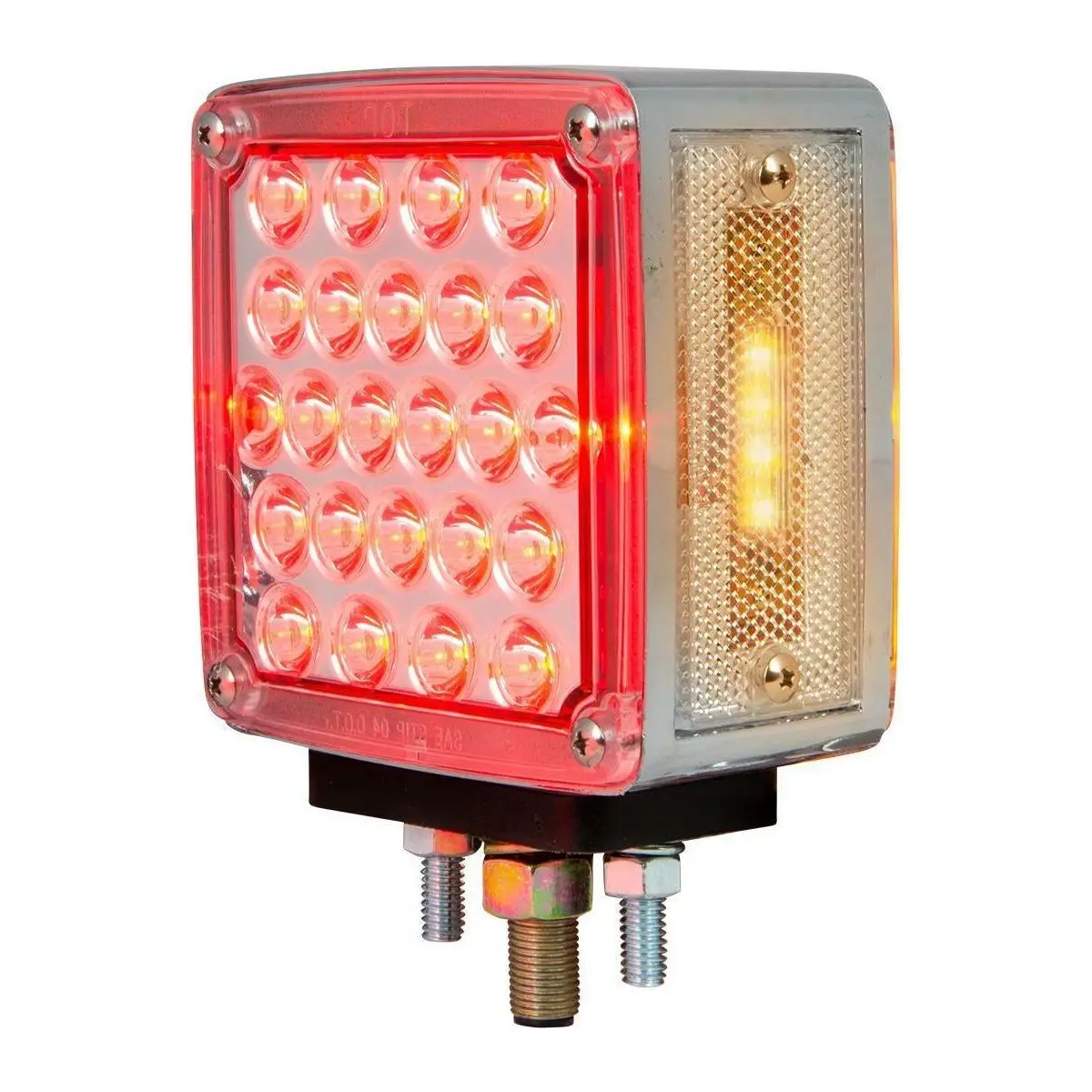 #77625 Square Double Face Pearl Led Pedestal Light Red/Amber W/Clear Lens (Passenger) 2