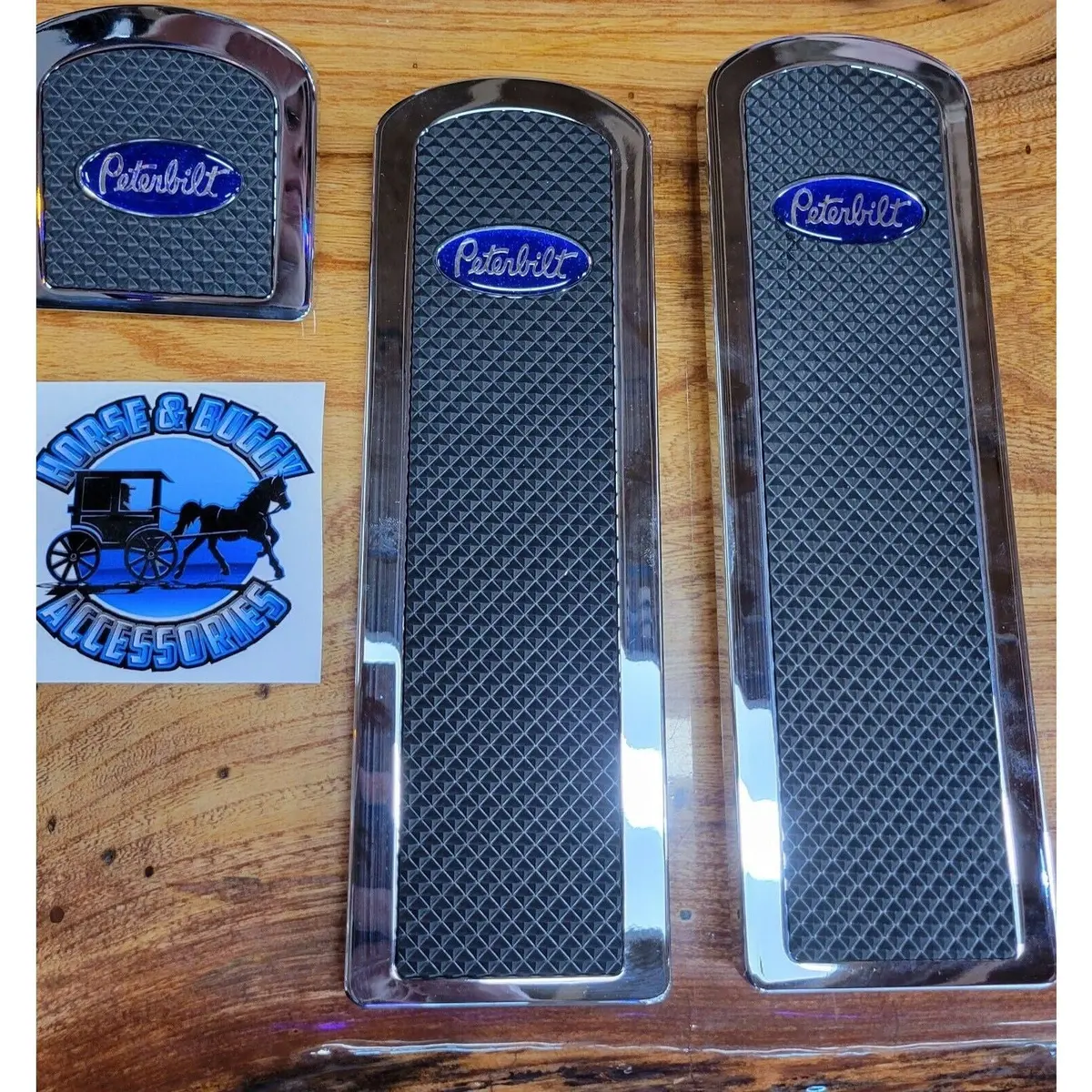 Billet Aluminum Peterbilt 379 389 359 Foot Pedals With Rubber Insert Blue Logo #Rz-Ps3-Pb-Dec Blue 1