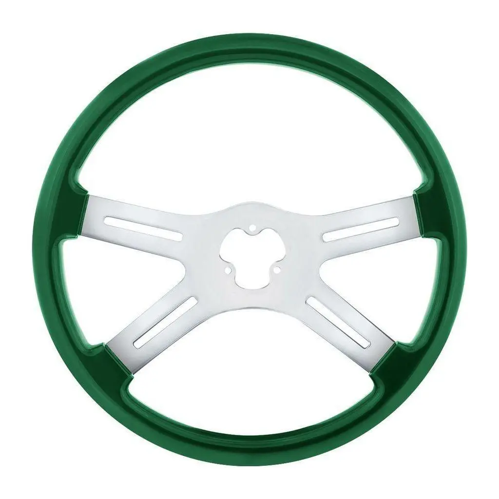 Universal 18" Vibrant Color 4 Spoke Truck Steering Wheel Emerald Green Up-88278 New 1
