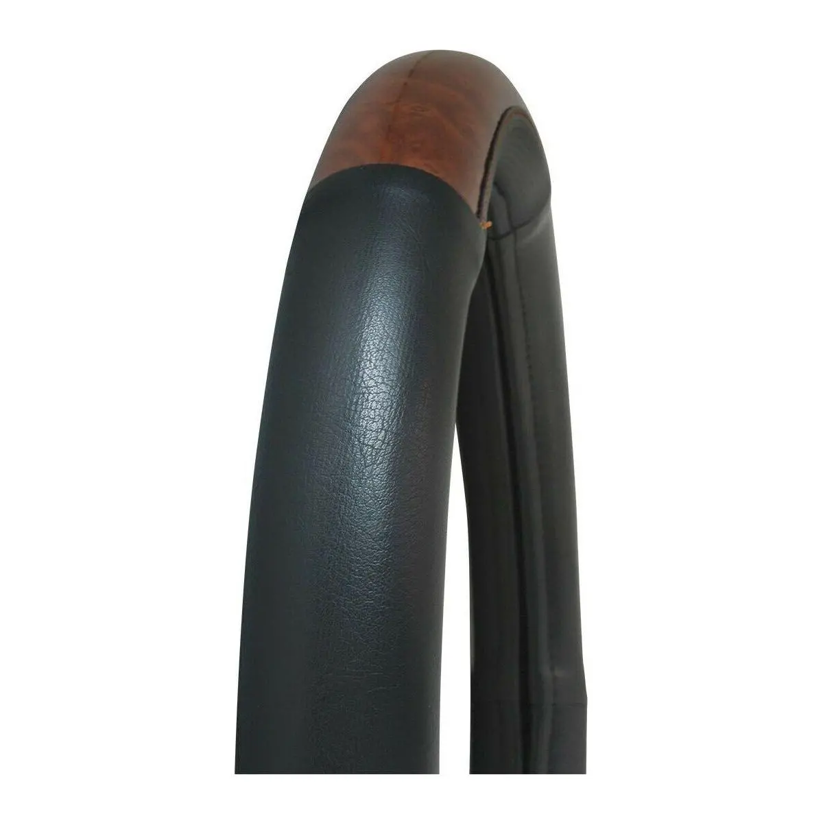 18" Inch Universal Steering Wheel Cover Truck Semi Black Leather Dark Wood #54006 1