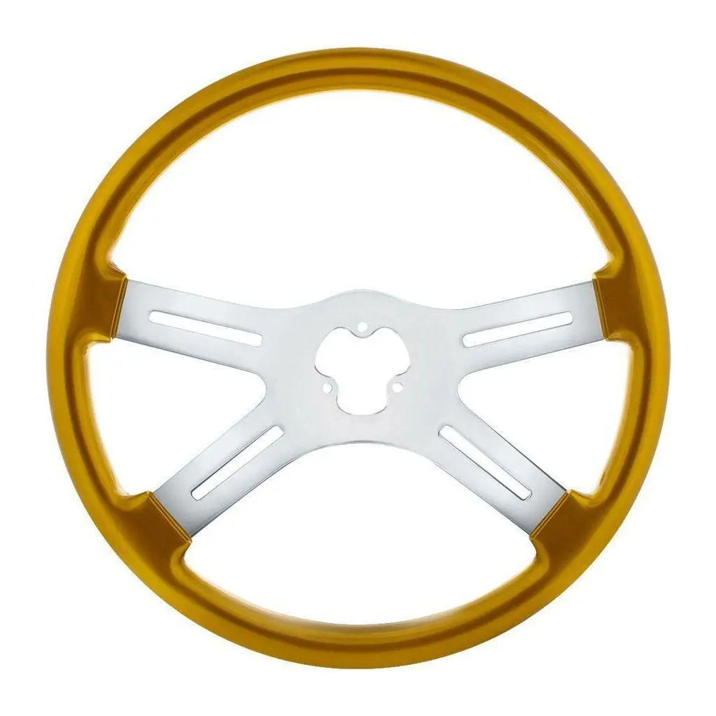 Universal 18" Vibrant Color 4 Spoke Truck Steering Wheel Electric Yellow Up-88282 1