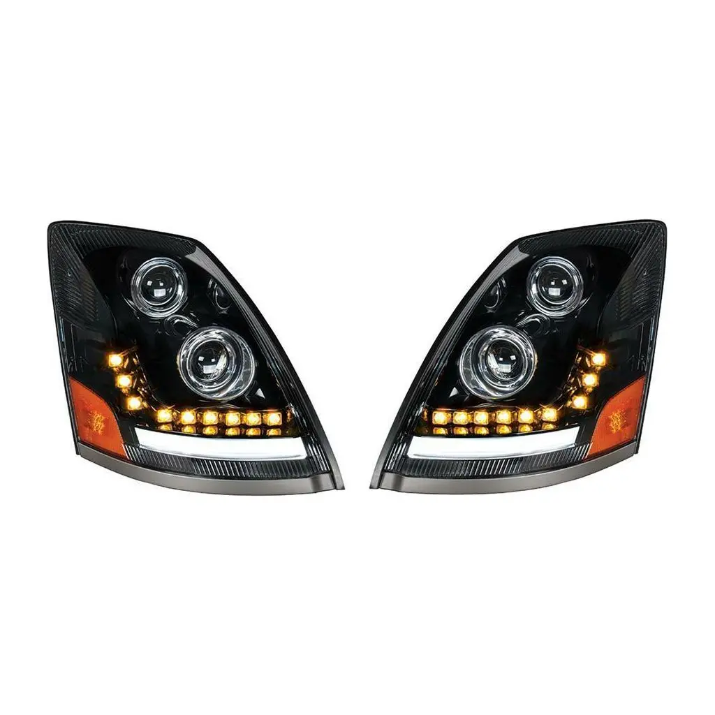 Up-35789 "Blackout" Led Headlight W/Led Turn Signal & Position Light For 2003-2017 Volvo 1