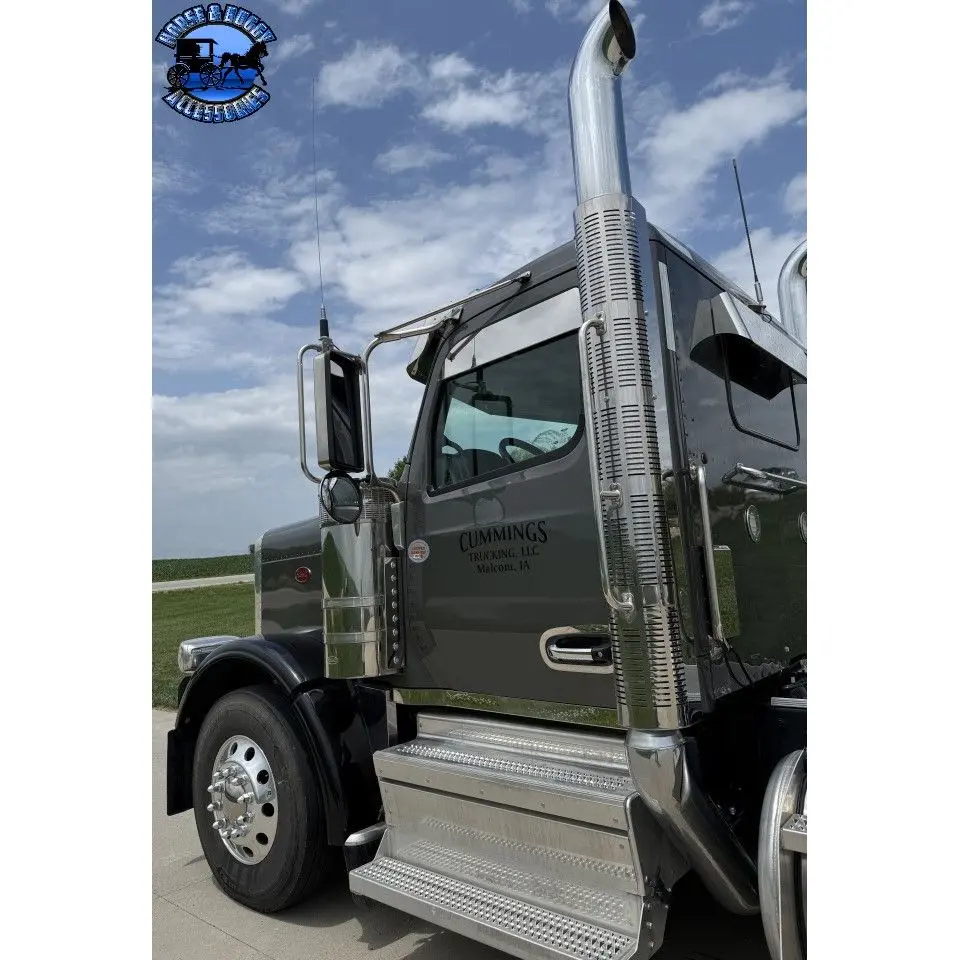 Ic180015-21  Peterbilt 589 Window Chops 5" Smooth Aluminum 1