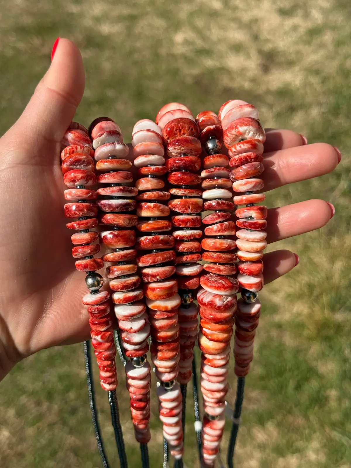 23” Red Spiny Graduated Necklace 2