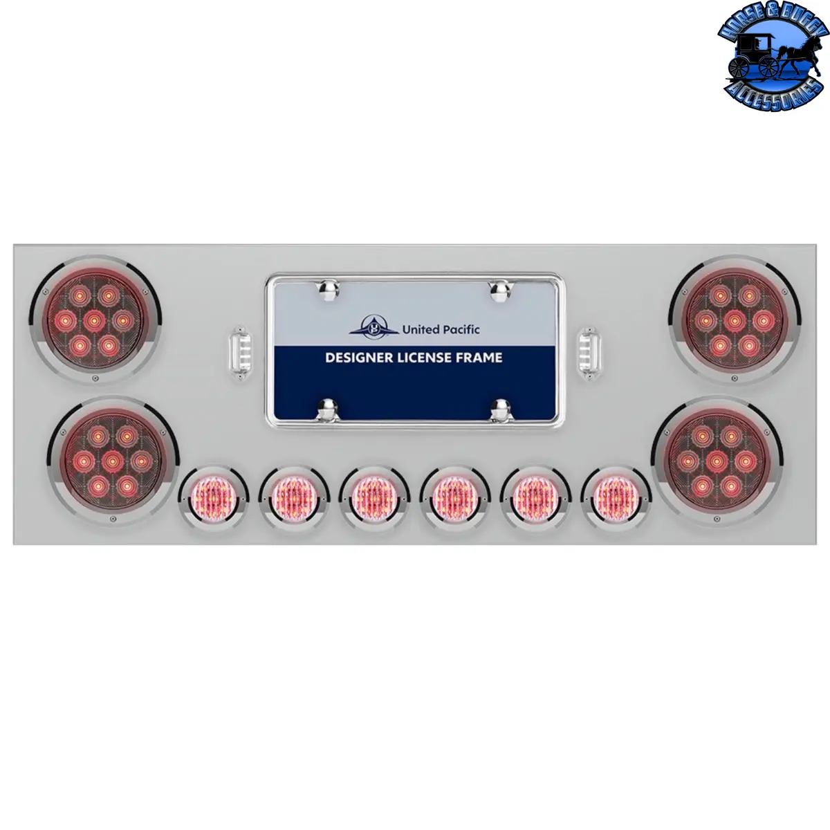 Ss Rear Center Panel With 4X Red Led 4" Light & 6X Red Led 2" Light & Bezel -Clear Lens -Comp. Series #35083 1