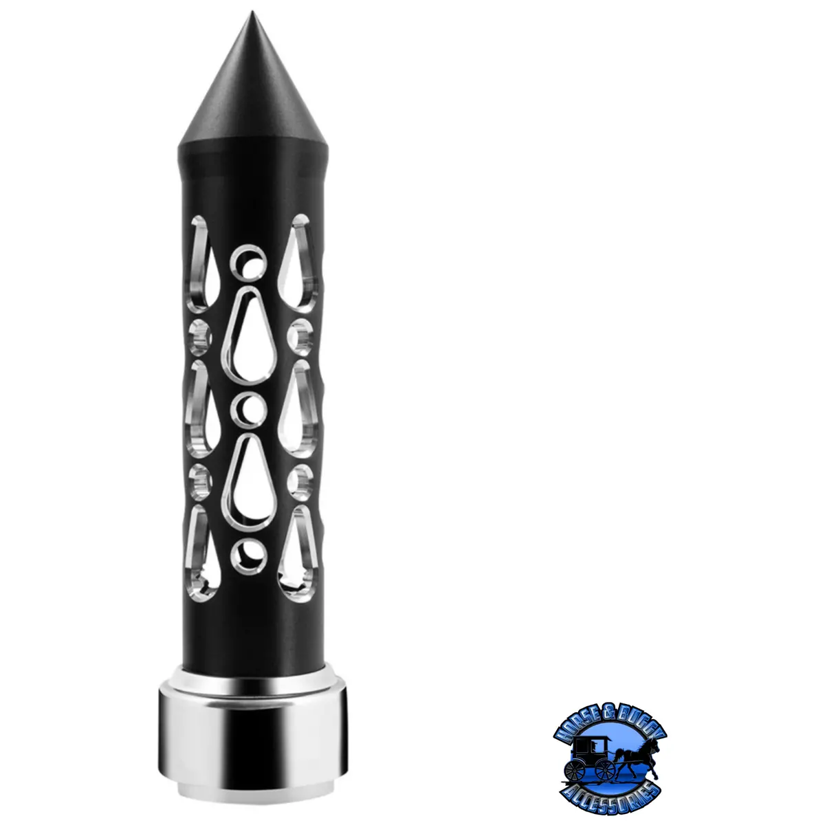 Thread-On Brooklyn Style Spike Gearshift Knob With 9/10 Speed Adapter - Matte Black/Vertical #71201 1