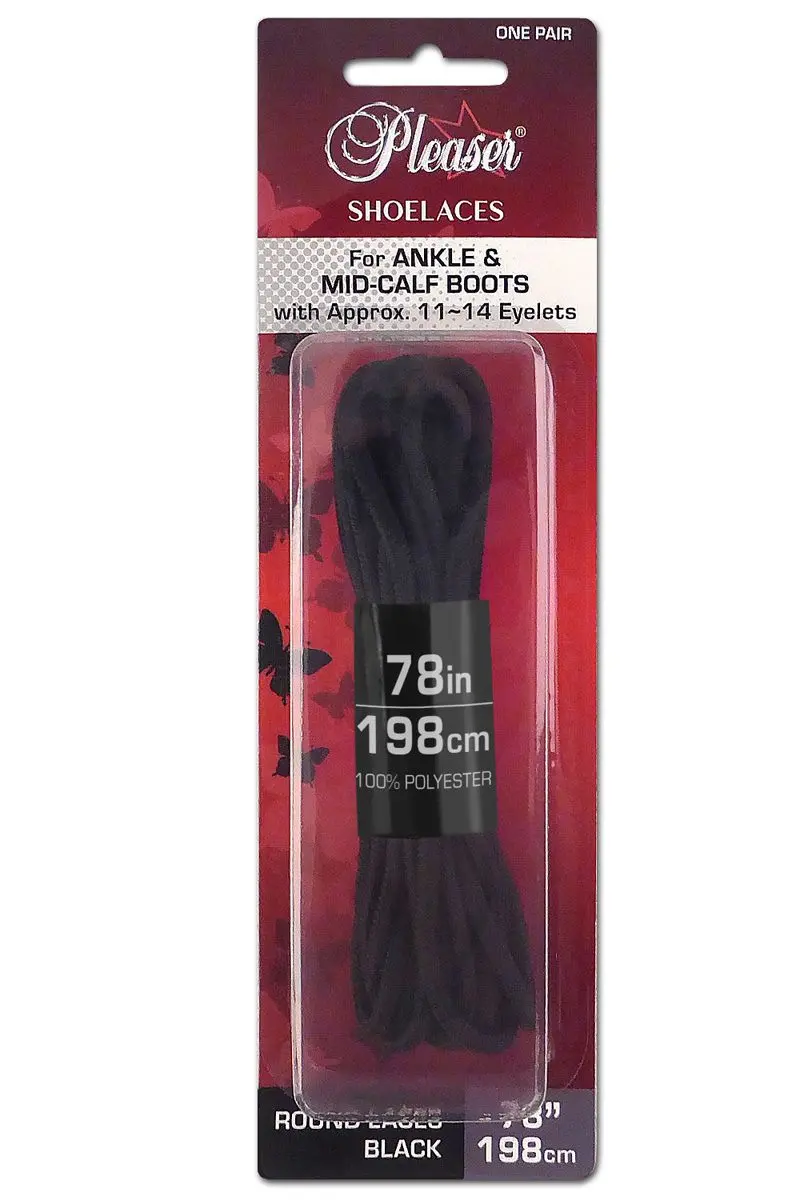 Pleaser Usa Ankle Boot Shoe Laces - Black 1