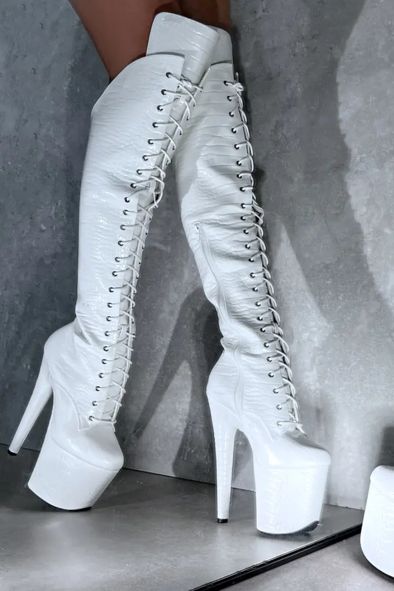 Hella Heels Jungle Over The Knee 8Inch Boots - Ghosted 1