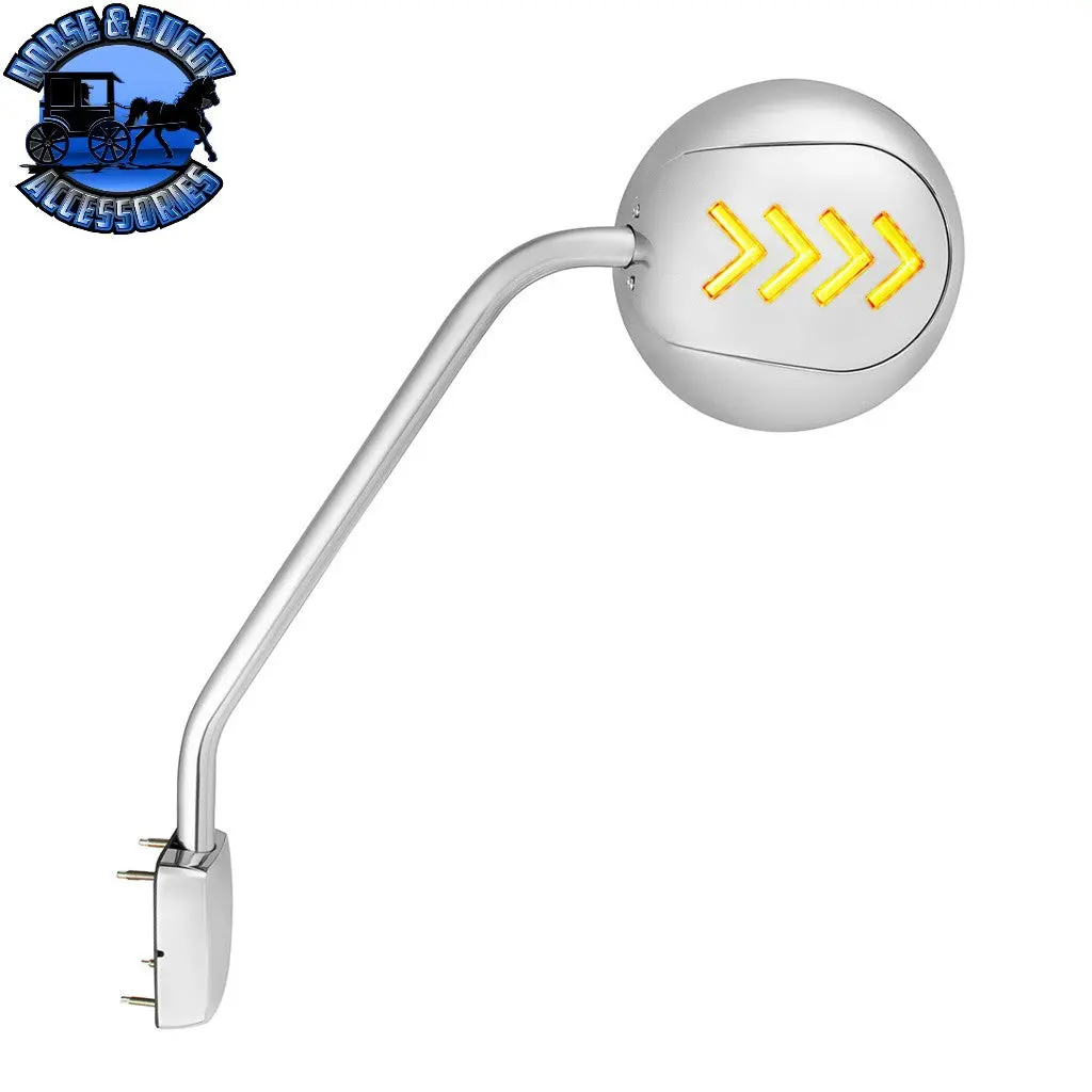 Chrome Hood Mirror Assembly With Sequential Led Turn Signal For 2013-2021 Kw T680 & 2012-2021 Pb 579 (Choose Side) 1