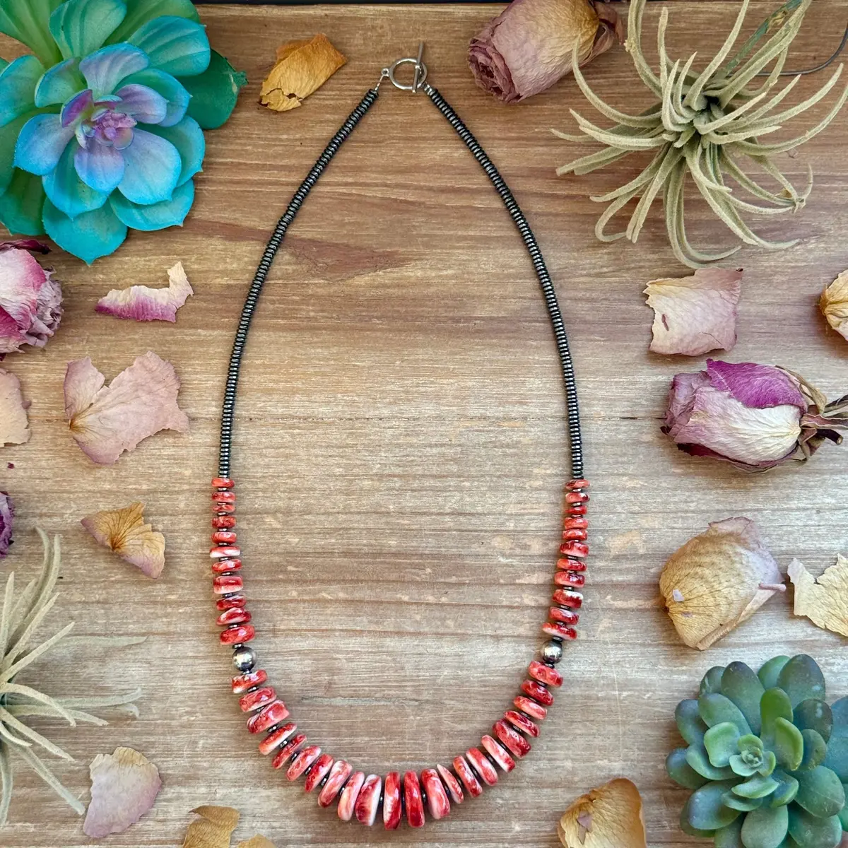 23” Red Spiny Graduated Necklace 1